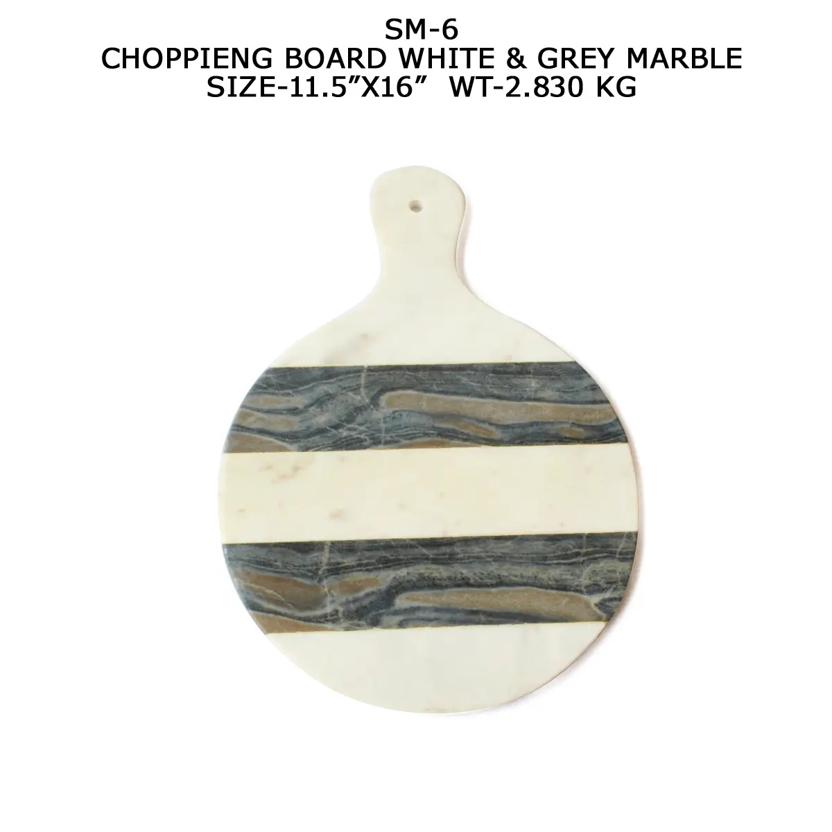 CHOPPING BOARD WITH HANDLE WHITE AND GREY
MARBLE